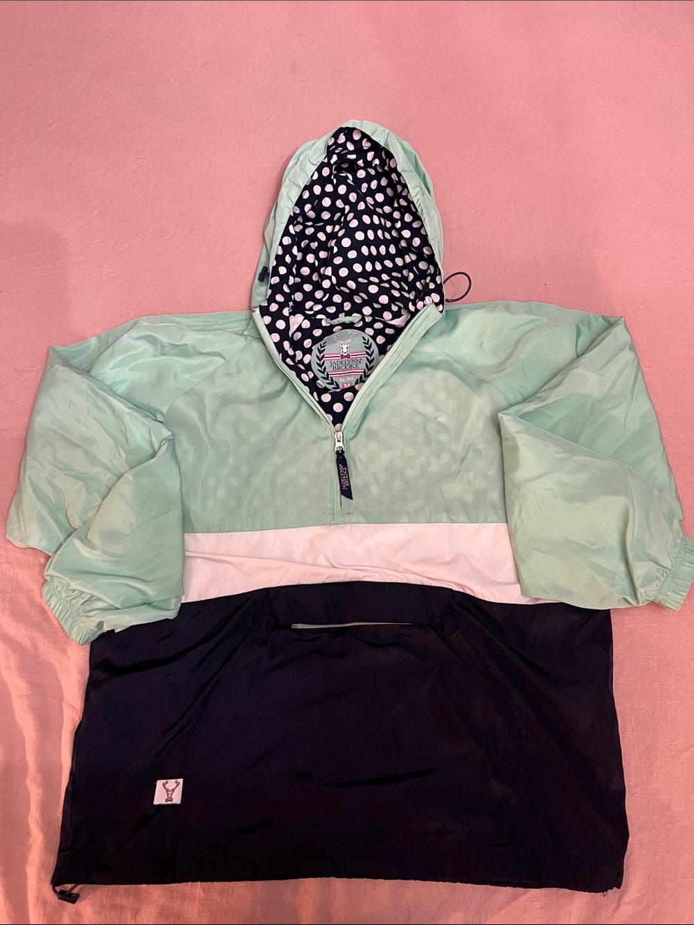 Jadelynn Brooke Mint, White & Navy Hooded Pullover